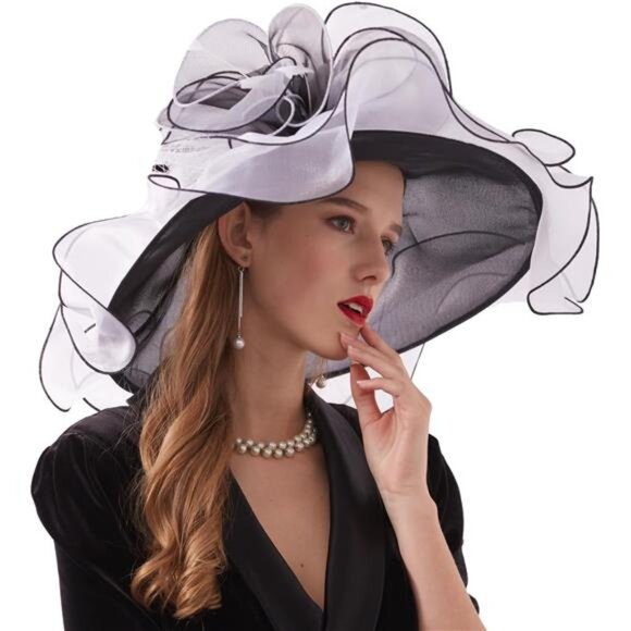 Women's Derby Church Hat Tea Party Fascinators White Black - Picture 1 of 7